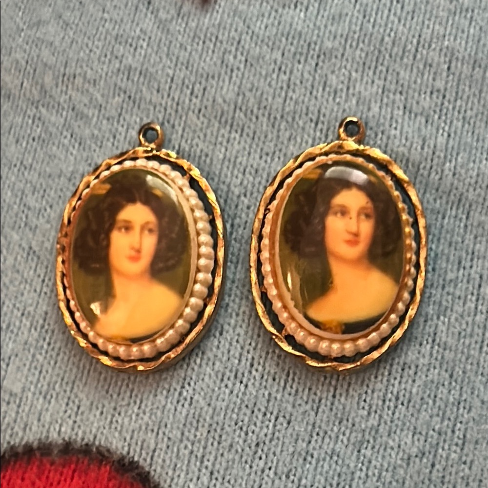 Vintage Italian Portrait Earrings/Charms